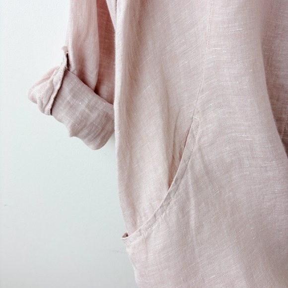 Sigrid Olsen Linen Tunic Shirt Womens Medium Pink Lagenlook Coastal Minimalist - Picture 3 of 7